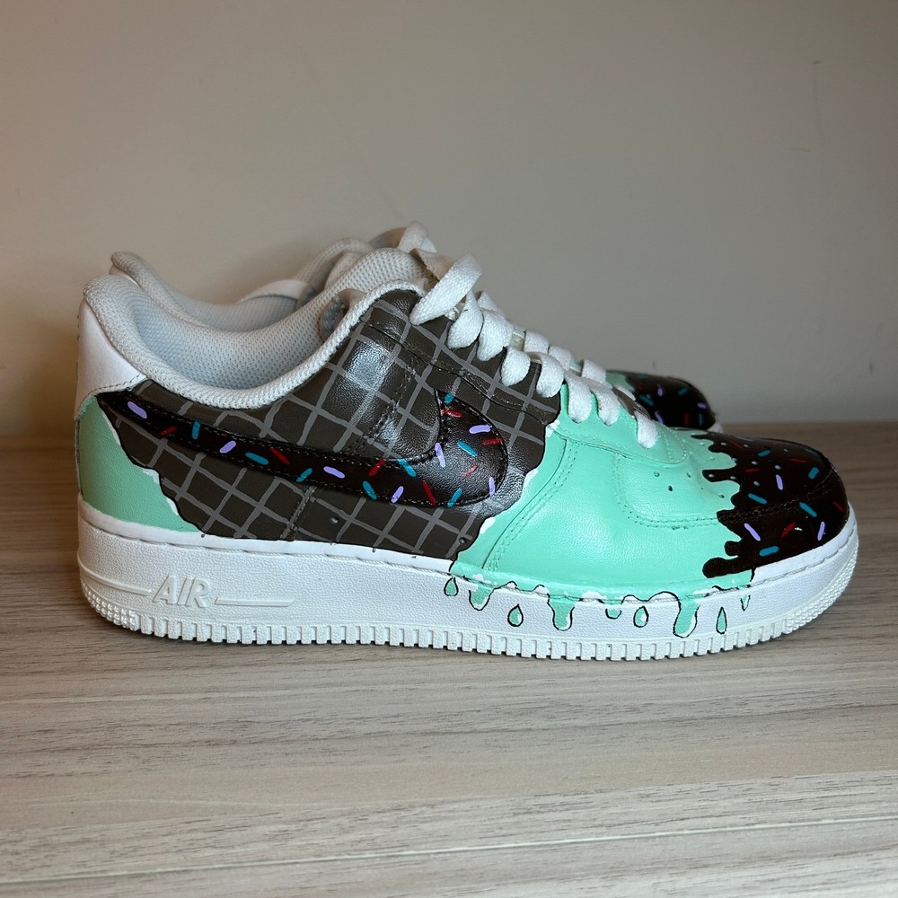 Nike Air Force 1 Low Custom Ice Cream Drip Mint Brown 315115-112 Size 10